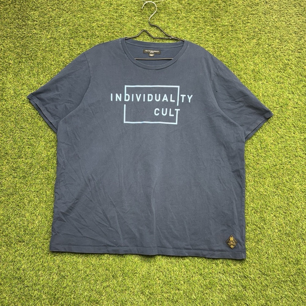 Cult of individuality Shirt Mens 3XL Rubber Vain Short Sleeve Navy Blue Casual